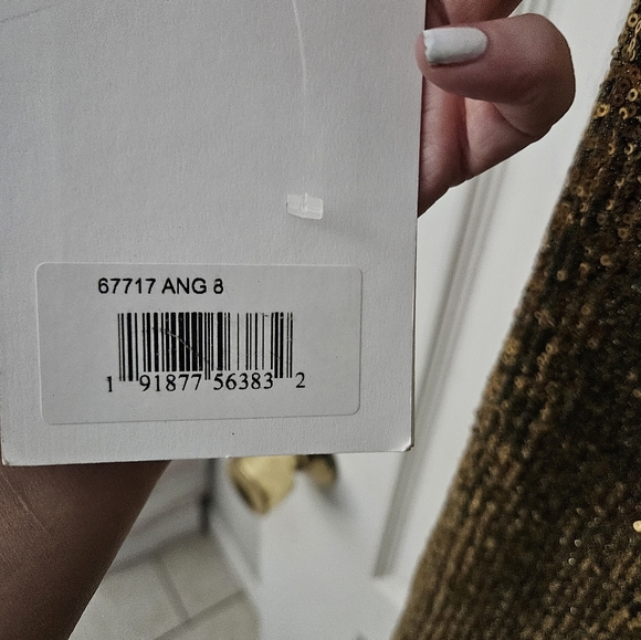 Ieena for Mac Duggal 67717i Scoop Back Sequin Dress Antique gold 8 NWT - Picture 12 of 13